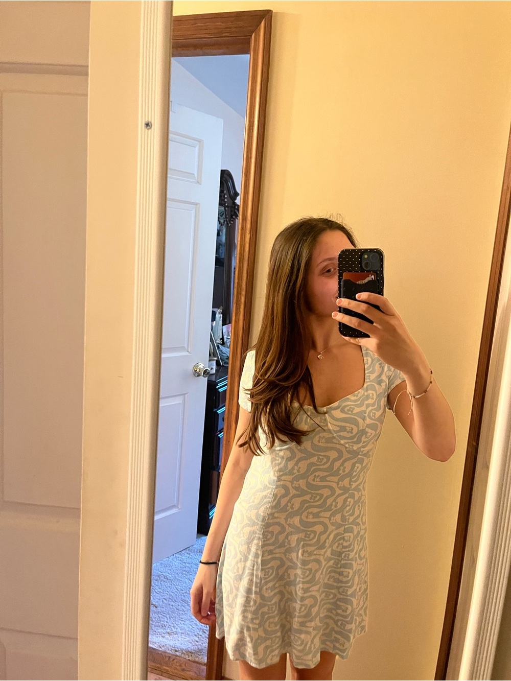 La Hearts Sky Blue and White Swirl Mini Dress